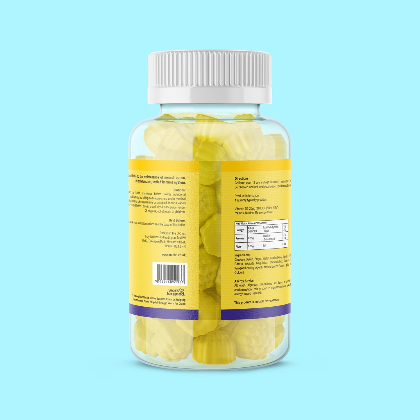 Kids Vitamin D3 Gummies - Lemon Flavour