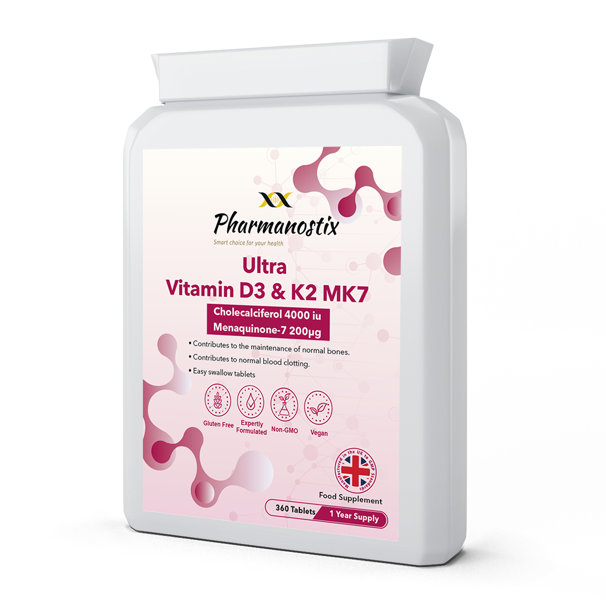 Vitamin D3 4000iu & Vitamin K2 200ug - 360 Vegan Tablets-0