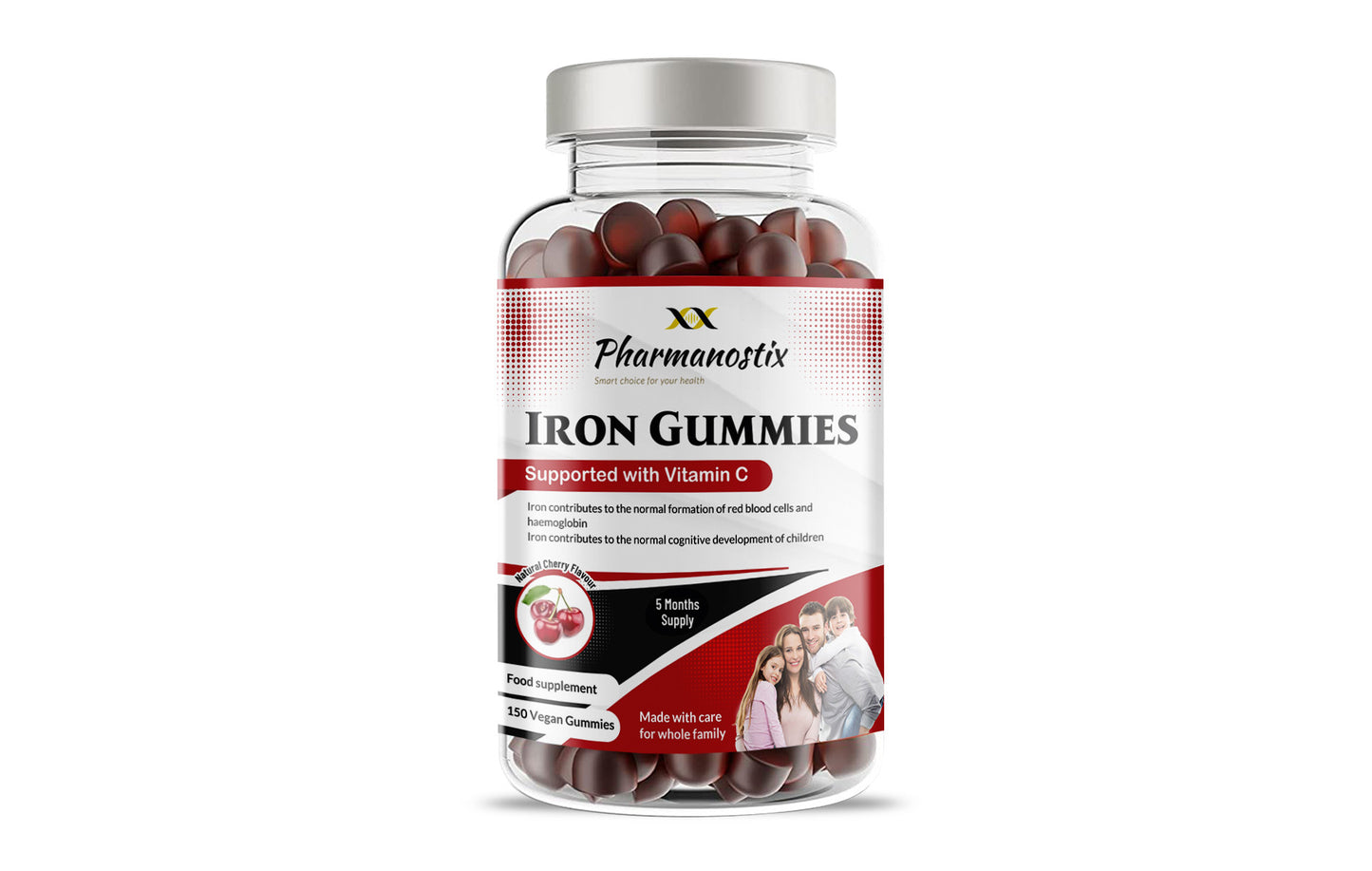 Iron & Vitamin C Vegan Gummies - 150 Natural Cherry Flavour-0