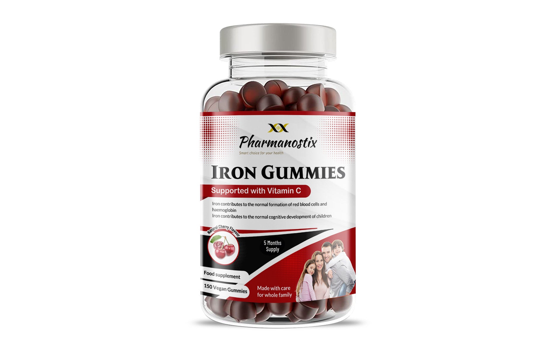 Iron & Vitamin C Vegan Gummies - 150 Natural Cherry Flavour-0